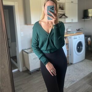 Cropped crossover sweater